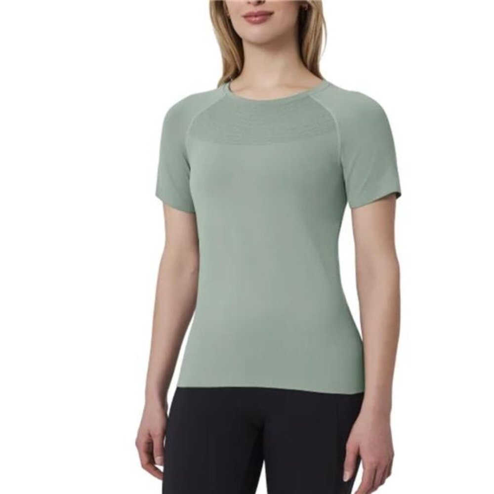 Mondetta Women's Short Sleeve Fitted Active Seamless T-Shirt (Green, X-Large)